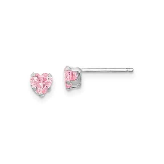 FJC Finejewelers 14 kt White Gold Stud Madi K Pink CZ Heart Earrings 4 mm x 4 mm