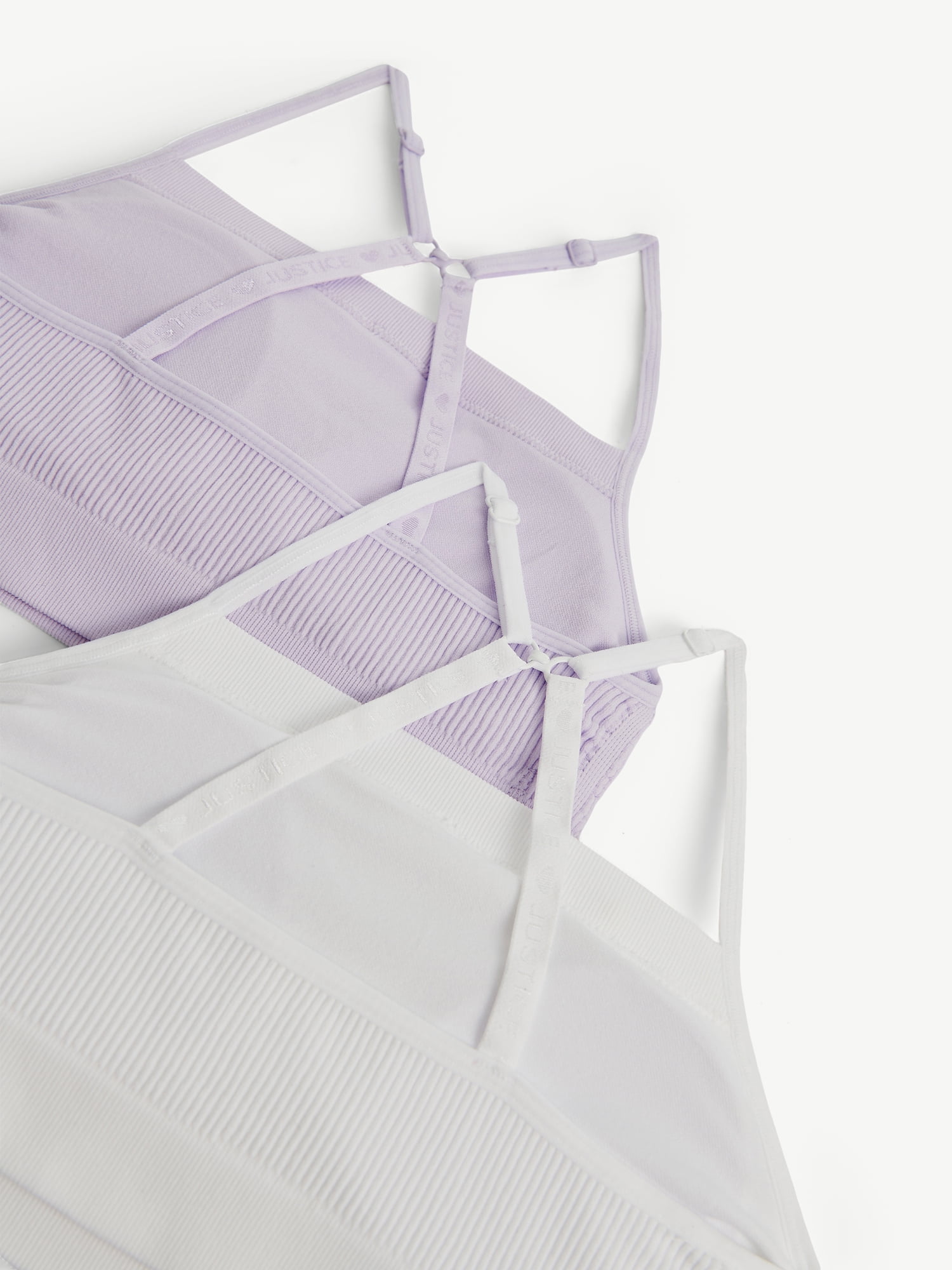 Justice Girls 2X2 Seamless Rib Bra, 2-Pack, Sizes 28-38