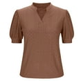 thumbnail image 4 of Timegard Summer Tops for Women V Neck Eyelet Puff Short Sleeve Comfy Travel Casual Loose Top Beach, 4 of 6