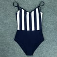 thumbnail image 2 of QLEICOM Womens Swimsuits Tummy Control Plus Size Swimsuit Coverup Bikini Striped Slim One-Piece Swimsuit Blue S, 2 of 6