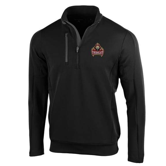 Men's Antigua Black Albany FireWolves Generation Quarter-Zip Pullover Top