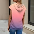 thumbnail image 3 of Women's Gradient Color Sleeveless Hoodie, Lightweight Breathable Drawstring Hooded Athletic Top with Front Pocket for Summer Workouts, Gym Wear and Street Fashion Pink XL, 3 of 5
