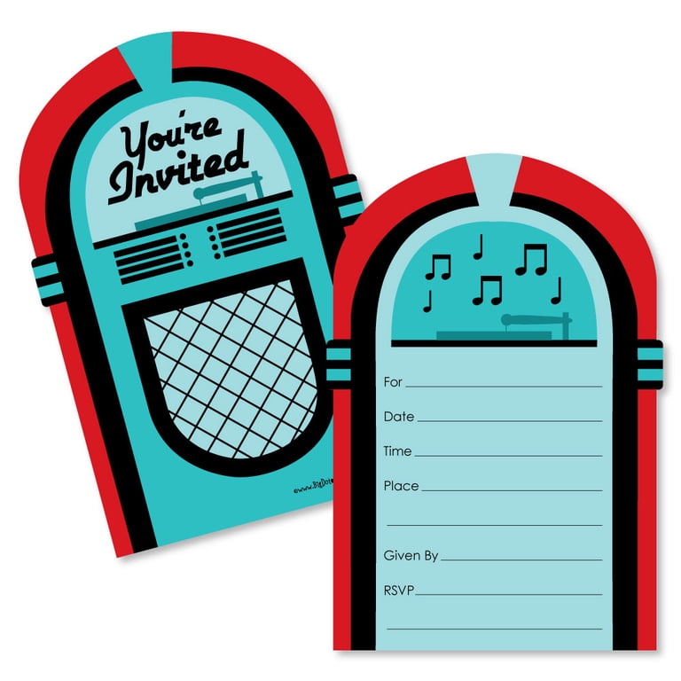 50's Sock Hop - Shaped Fill-In Invitations - 1950s Rock N Roll Party  Invitation Cards with Envelopes - Set of 12 - Walmart.com
