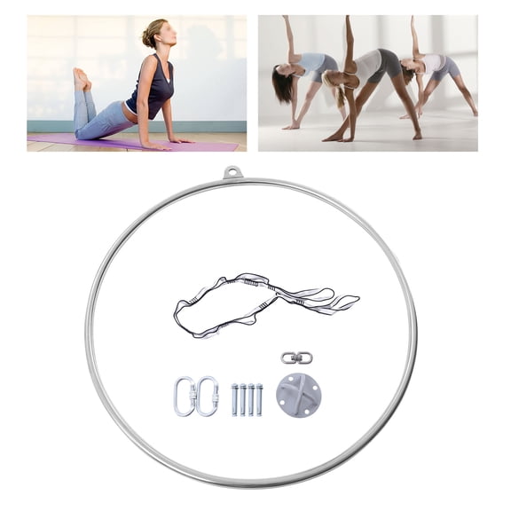 90cm Aerial Lyra Hoop Gymnastic Equipment Lifting Ring Yoga Ring Dance Stainless 253lbs Capacity for Fitness, Dance, Performance