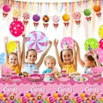 thumbnail image 5 of PIXHOTUL Candyland Party Decorations - Lollipop Theme Birthday Party Decorations Including Plates, Disposable Cups, Napkins, Tableware, Tablecloth, Banner for Candy Theme Party Supplies - Serve 20, 5 of 7
