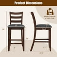thumbnail image 3 of Gymax Wood Bar Stools Set of 2 Counter Height Chairs w/ Faux Leather Upholstered Seat, 3 of 9
