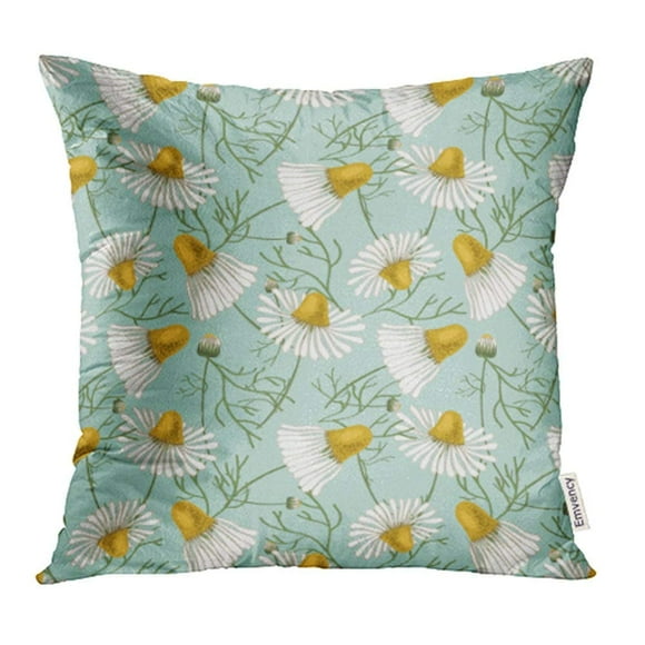 EREHome Black Abstract Floral Pattern Chamomile Beautiful Cute Green Dark Fantasy Fun Pillow Case Pillow Cover 20x20 inch Throw Pillow Covers