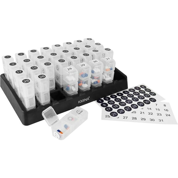 KMINA - Monthly Pill Organizer 3 Times a Day, Month Pill Box Organizer