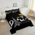 thumbnail image 4 of Eiffel Tower Bedding Set French Paris Comforter Queen Romantic Themed Bedding Sets & Collections Black and White Quilt Set Love Heart Decoratives 3 Piece Bed Set with 2 Pillow Case, Soft, 4 of 6