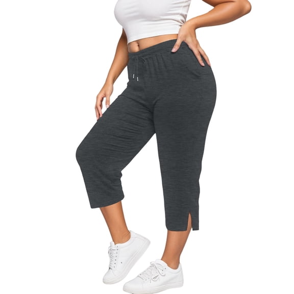 Bibifish Womens Pants Plus Size Wide Leg Yoga Pants With Pockets High Waist Stretchy Athletic Bottoms Daily Workout Trousers