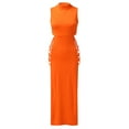 thumbnail image 3 of WTXUE Robes, Robe d'Été Sans Manches à Fente Haute, Col Rond Double Fente, Robe Fendue sur le Côté, Robe Décontractée Unie pour Femme Été Mi-Longue, Orange Taille g, 3 of 9