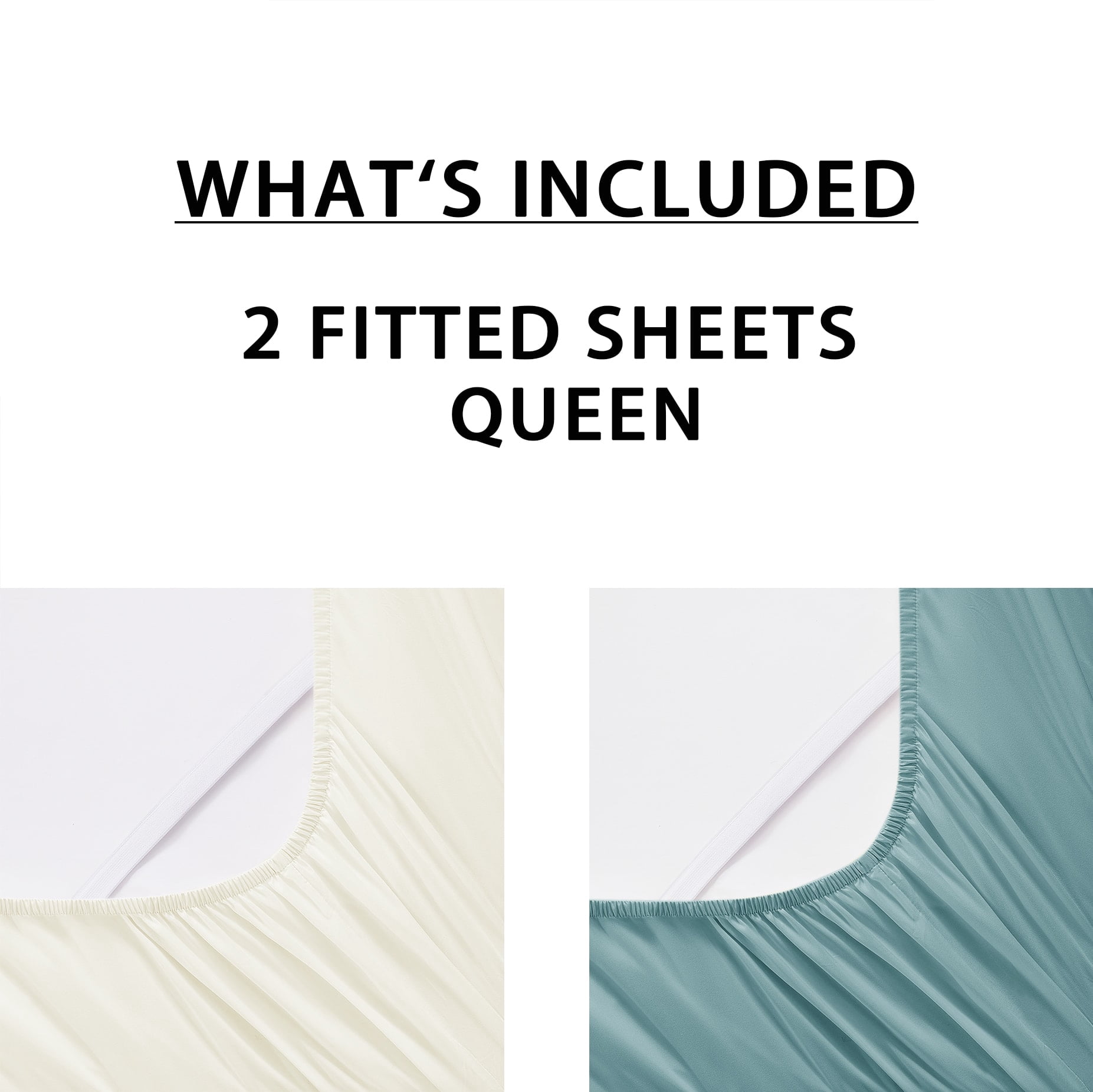 Mainstays Super Soft Microfiber 2-Pack Fitted Sheet, Queen, Soft Ivory/ Blue Cameo, 2 Piece