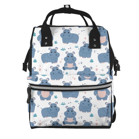 Defioc Cute Hippos for Baby Diaper Bag Backpack - Baby Bag for Boys & Girls - Diaper Backpack - Large Travel Diaper Bags- Baby Registry Search & Shower Gifts