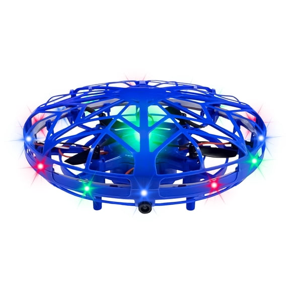Mini Hand Drone for Kids Adults, 360° Drone Mini Helicopter RC UFO Flying Toy With Colorful light strip, Hand Operated Sensory Flying Drone UFO Toy for Boys Girls, Blue