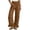 Coffee, variant on AJGRHE Wide Leg Jeans for Women Stretch High Wasited Baggy Trendy Denim Jean Ruffle Hem Pants L