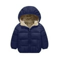 thumbnail image 4 of LNZGNM Girl's Winter Coats 4-5Y Puffer Cozy Lightweight Jackets Trendy Warm Puffy Outerwear Hooded Zip Up Long Sleeved Clothes for School, Navy, 4-5Y, 4 of 4
