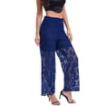 thumbnail image 5 of FRSASU Lace Pants for Women Plus Size High Waisted Yoga Pants Workout Loose Wide Leg Casual Sports Pants Blue, 5 of 5
