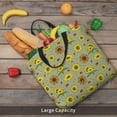 thumbnail image 4 of KLL Sage Green With Sunflowers Pattern Aesthetic Tote Bag for Women Beach Bag Shopping Bags Shoulder Bag Reusable Grocery Bags, 4 of 5
