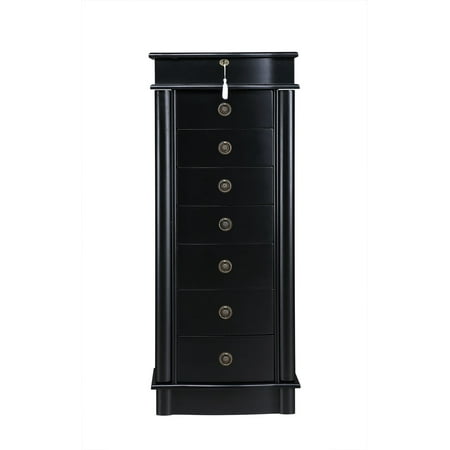 Hives and Honey Nora Traditional Jewelry Armoire with Locking Compartment and Ample Storage, Black