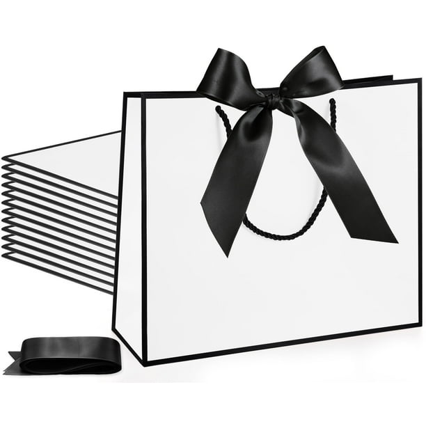 Bolsas de regalo Silkfly Thank You, 12 unidades, con asas, papel de 30 x 25 x 10 cm