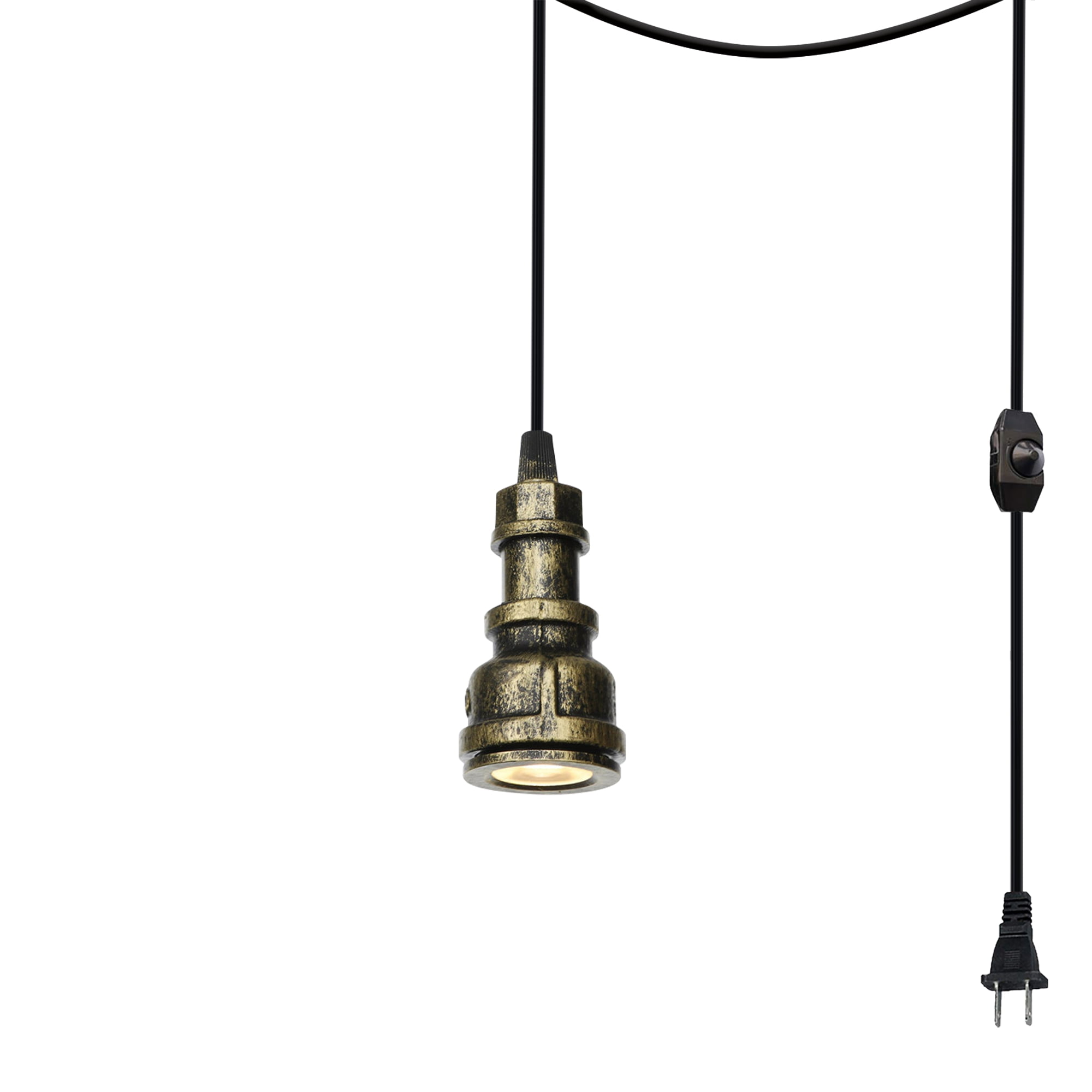 Kiven Plug in Pendant Light,Industrial Hanging Light with 15FT Plugin Cord and Dimmer Switch