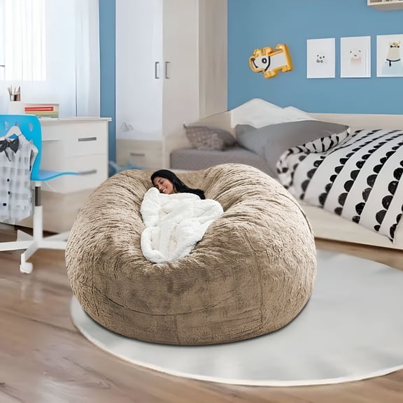 XIBUFE Giant Bean Bag Chair Bed for Adults, Large Bean Bag Chairs for Adults, Beanbag Lazy Chair, Large Sofa Couch, Machine Washable (7 Ft)