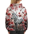 thumbnail image 6 of Xoenoiee Retro Floral Zebra Butterfly Pattern Girls Hoodies Long Sleeve Sweatshirt Pullover Hoodies for Fall Winter Hooded Tops Playwear for Kids Traveling Walking Running, S, 6 of 7