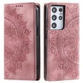 thumbnail image 2 of Case for Samsung Galaxy S21 Ultra Wallet Case for Women Girls with Card Holder, Embossed Flower Pattern Magnetic Flip PU Leather Purse Protective Phone Cover for Samsung Galaxy S21 Ultra, Pink, 2 of 11