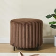 thumbnail image 2 of GZXS 22" Round Faux Fur Ottoman in Brown, Upholstered Pouf Footrest Stool with Metal Legs, Modern Accent Furniture for Living Room, Bedroom, Entryway, 2 of 7