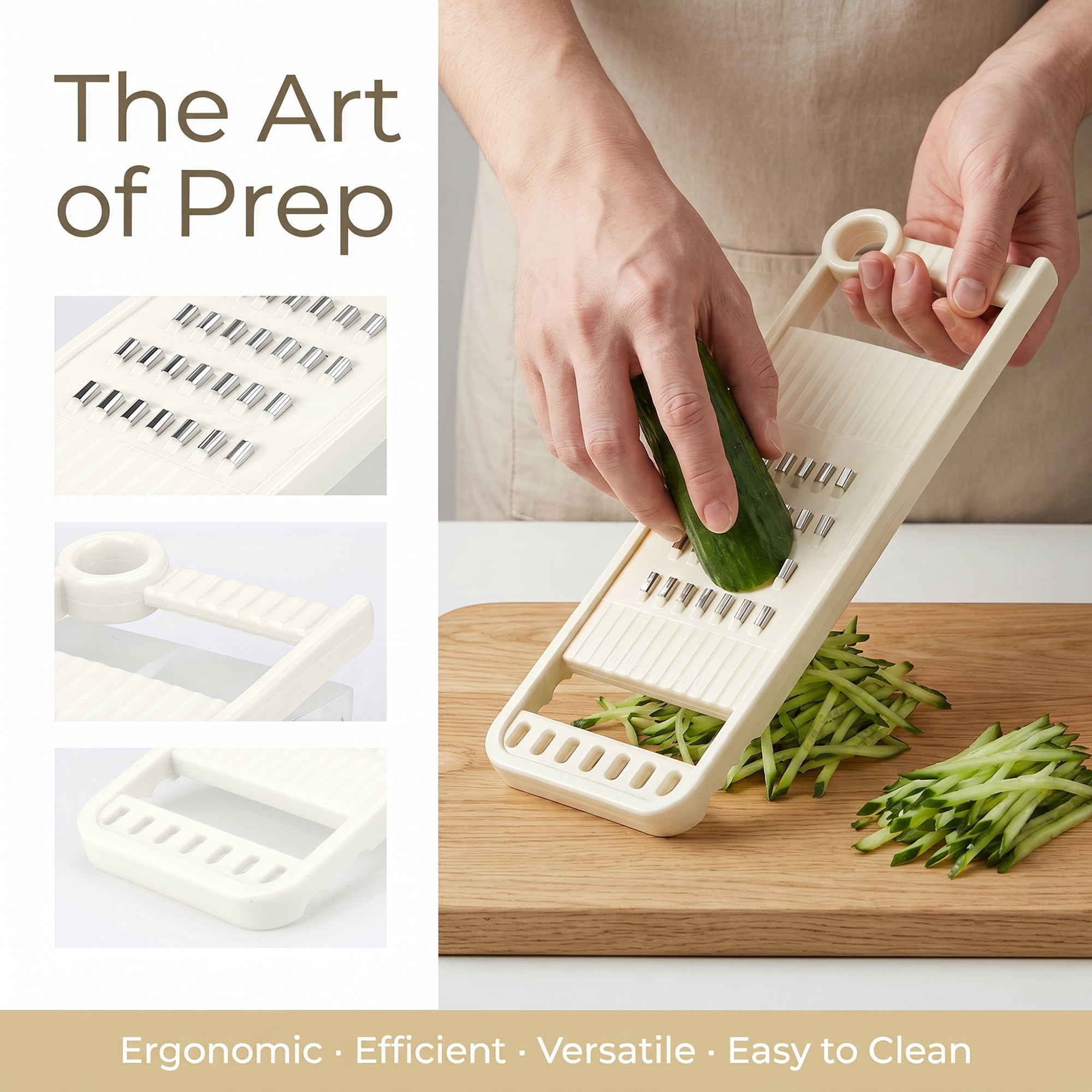 Unique Bargains Plastic Mandoline Slicer with Non-Slip Base for Safety White 11.2"x3.9"
