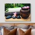 thumbnail image 3 of wall26 Canvas Print Wall Art Ornamental Flower Pot Pink Lily Flower Spa Stones Nature Wilderness Photography Realism Rustic Landscape Colorful Multicolor for Living Room, Bedroom, Office - 32"x4, 3 of 5