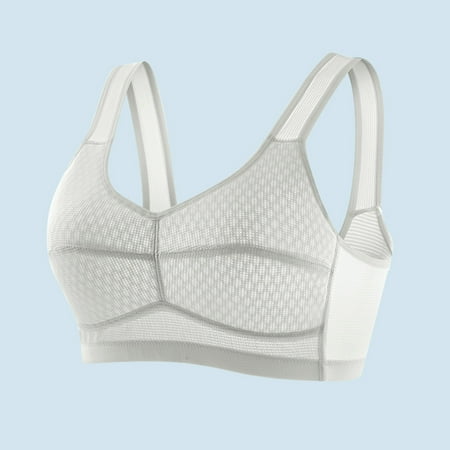 Wireless Bras Plus Size  Xunlbb Woman s Solid Color Thin Style Ventilate Back Buckle Bra Without Steel Rim(Gray 85B)