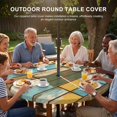 thumbnail image 3 of Round Outdoor Tablecloth with Umbrella Hole and Zipper, Brown Blue Vintage Tablecloth with Elastic Waterproof, Retro Farmhouse Elegant Pastoral Patio Table Covers for 31" - 35" Picnic Pool Tables, 3 of 9