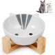 thumbnail image 2 of Gatos de bambú de cerámica, cuenco de cerámica para mascotas, cuencos de cerámica para perros y gatos, juego de cuencos de cerámica para perros, gato con soporte de bambú, cuenco de cerámica, 2 of 3