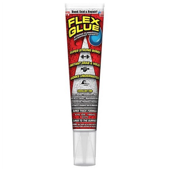 Flex Seal, Glue Rubberized, White Industrial Sealant, 6 oz