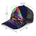 thumbnail image 2 of Lsque Howling Wolf Printed Trucker Hat - Baseball Cap for Men Women - Breathable Mesh Side, Adjustable Fit - for Casual Wear, 2 of 7