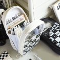 thumbnail image 3 of Stationery Holder Checkerboard Pencil Bag Desktop Storage Stationery Box Large Capacity Pencil Pouch Zipper Waterproof white, 3 of 5