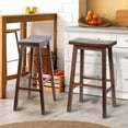 thumbnail image 7 of PJ Wood Classic Saddle-Seat 24" Kitchen Counter Stools, Walnut (Set of 4), 7 of 7
