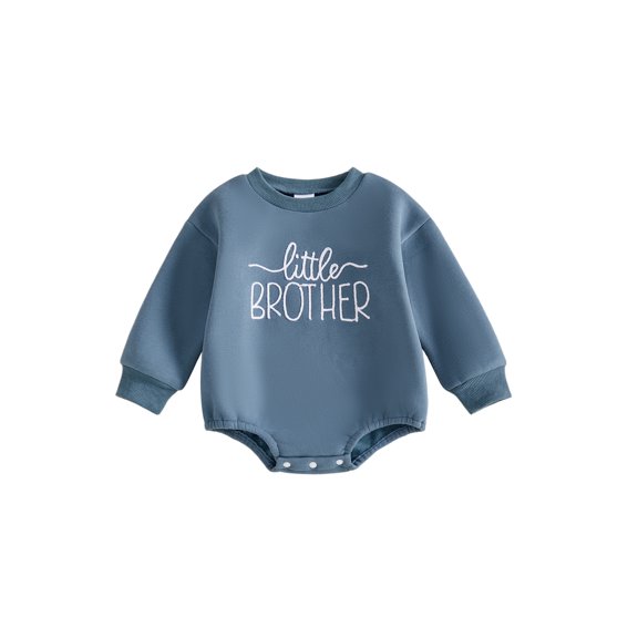 RUINIXCW Baby Infant Long Sleeve Fleece Lined Sweatshirt Romper Letter Embroidery Bodysuit