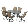 thumbnail image 5 of Nuu Garden 7 Piece Outdoor Dining Set Iron Patio Furniture Set 6 Swivel Patio Chairs and 1 Dining Table with 1.57 Inch Umbrella Hole, Brown, 5 of 6