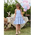 thumbnail image 3 of Arshiner Girls' Summer Sundress Floral Boho Spaghetti Strap Ruffled Tiered Midi Dresses Casual Cami Dress, 3 of 6