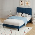 thumbnail image 7 of 4 EVER WINNER Twin Size Bed Frame, Upholstered Platform Bed Frame with Headboard, Blue Twin Bed Frame, No Box Spring Needed, Blue, 7 of 7