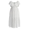 thumbnail image 4 of Terra & Sky Women's Plus Size Sweetheart Maxi Dress with Flutter Sleeves, Sizes 0X-4X, 4 of 4