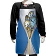 thumbnail image 1 of Clock Kids Apron, Hourglass Time Clocks with Sand Pattern for Home a Vintage Design Print, Boys Girls Apron Bib with Adjustable Ties for Cooking Baking Painting, Blue and Sand Brown, by Ambesonne, 1 of 2