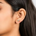 thumbnail image 3 of Auory Elegant Golden Bow Stud Earrings with Sparkling Moissanite Accents for Women, 3 of 10