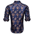 thumbnail image 3 of Camisas de seda para hombre Jacquard Paisley Floral Camisa de solapa de manga larga Blusa Prendas de abrigo Oficina de boda Transpirable de alta calidad, 3 of 5