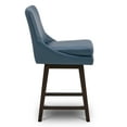 thumbnail image 4 of CHITA 26 inch Upholstered Swivel Faux Leather Counter Bar Stools with Back & Wood Legs, Dark Blue, 4 of 10