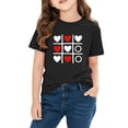 thumbnail image 5 of Kids Valentine's Day T-Shirt Heart Print Tic Tac Toe Short Sleeve Tee Cotton Casual Top for Girls Age 4-10,Size 7 T, 5 of 9