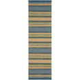 thumbnail image 3 of SAFAVIEH Montauk Maisy Striped Soft Braided Cotton Runner Rug, Blue/Orange, 2'6" x 10', 3 of 8