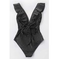 thumbnail image 4 of Women's One Piece Swimsuit Ruffled Lace Up Beach Swimwear Tummy Control Bathing Suit Swimming Costume, 4 of 4